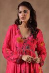 Printed Calf Length Silk Women's Kurta Set